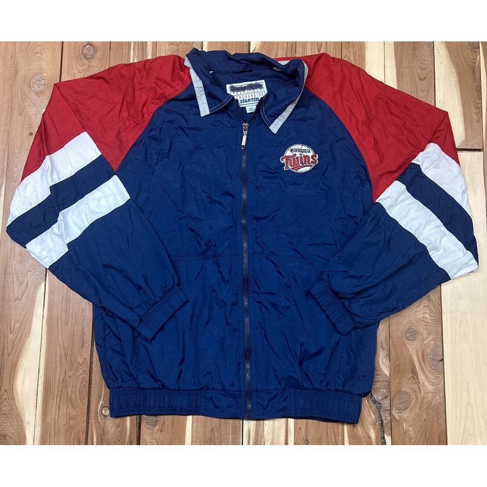 Vintage Minnesota Twins Jacket Men XL Red Blue Full Zip Windbreaker MLB Baseball